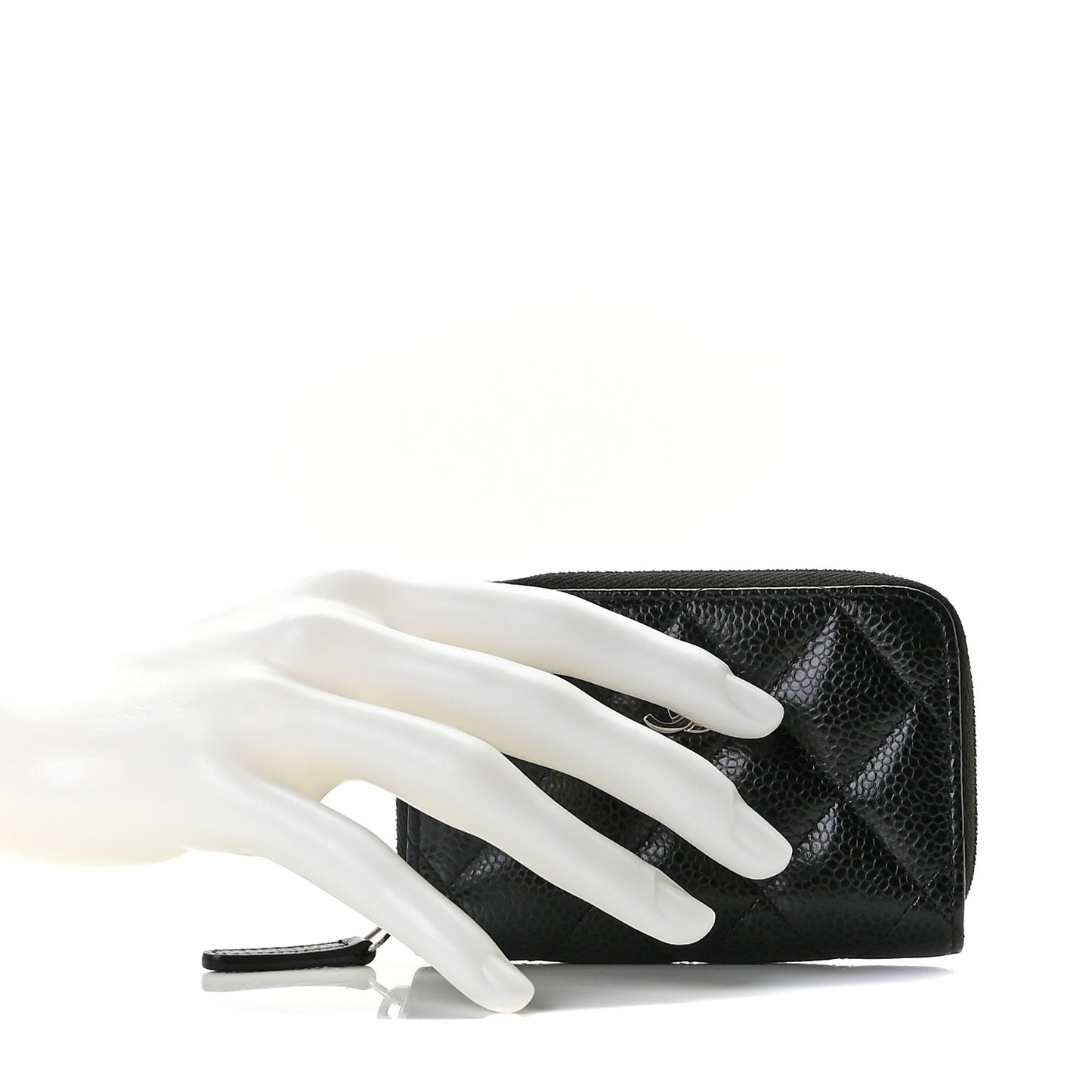 Caviar Quilted Zip Coin Purse Black
