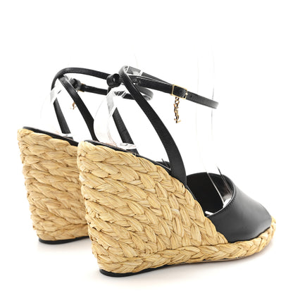 Saint Laurent Calfskin Paloma Espadrille 95 Wedges 37.5 Black 5 of 10