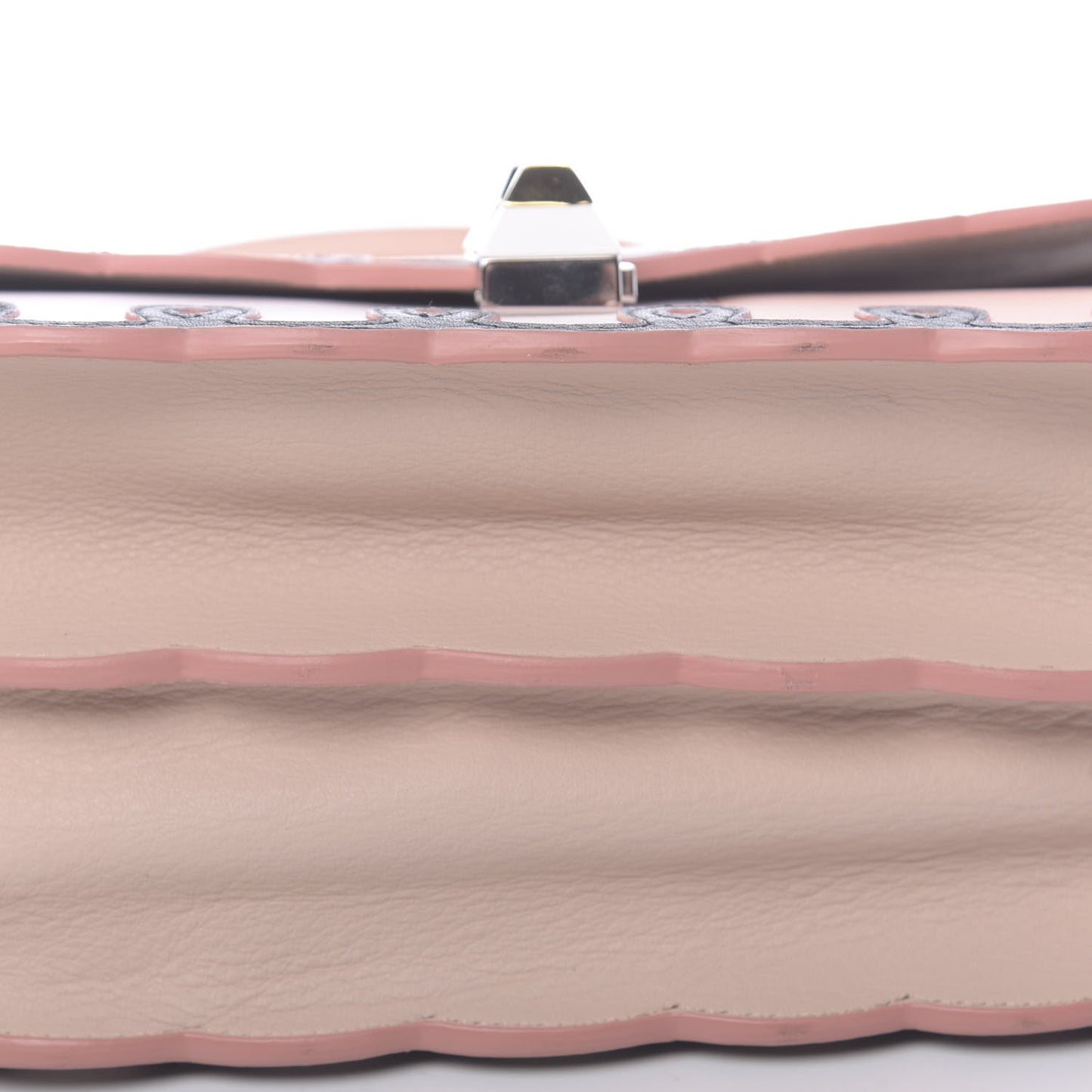 Vitello Dolce Scalloped Studded Scrollwork Kan I Shoulder Bag Plaster Black