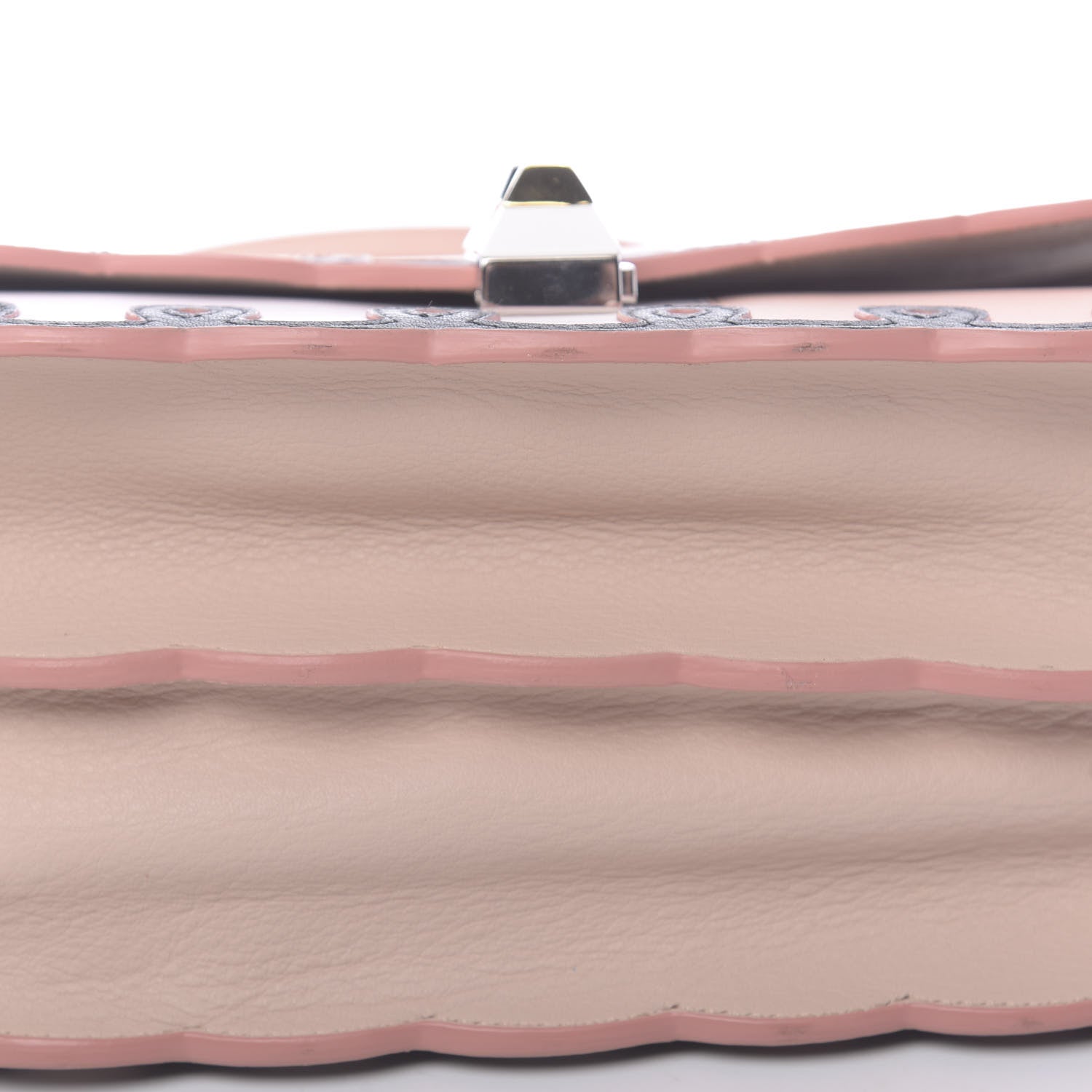 Fendi Vitello Dolce Scalloped Studded Scrollwork Kan I Shoulder Bag Plaster Black 10 of 12