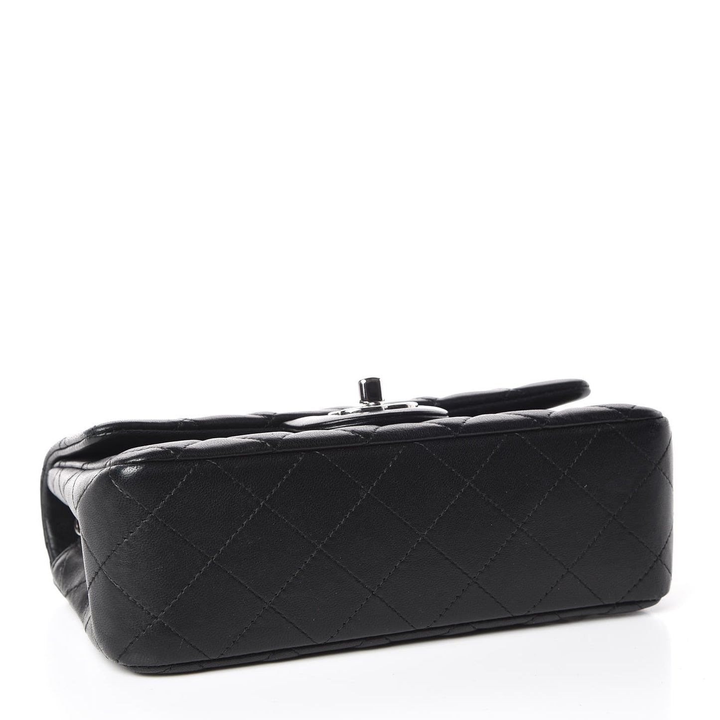 Lambskin Quilted Mini Rectangular Flap Black