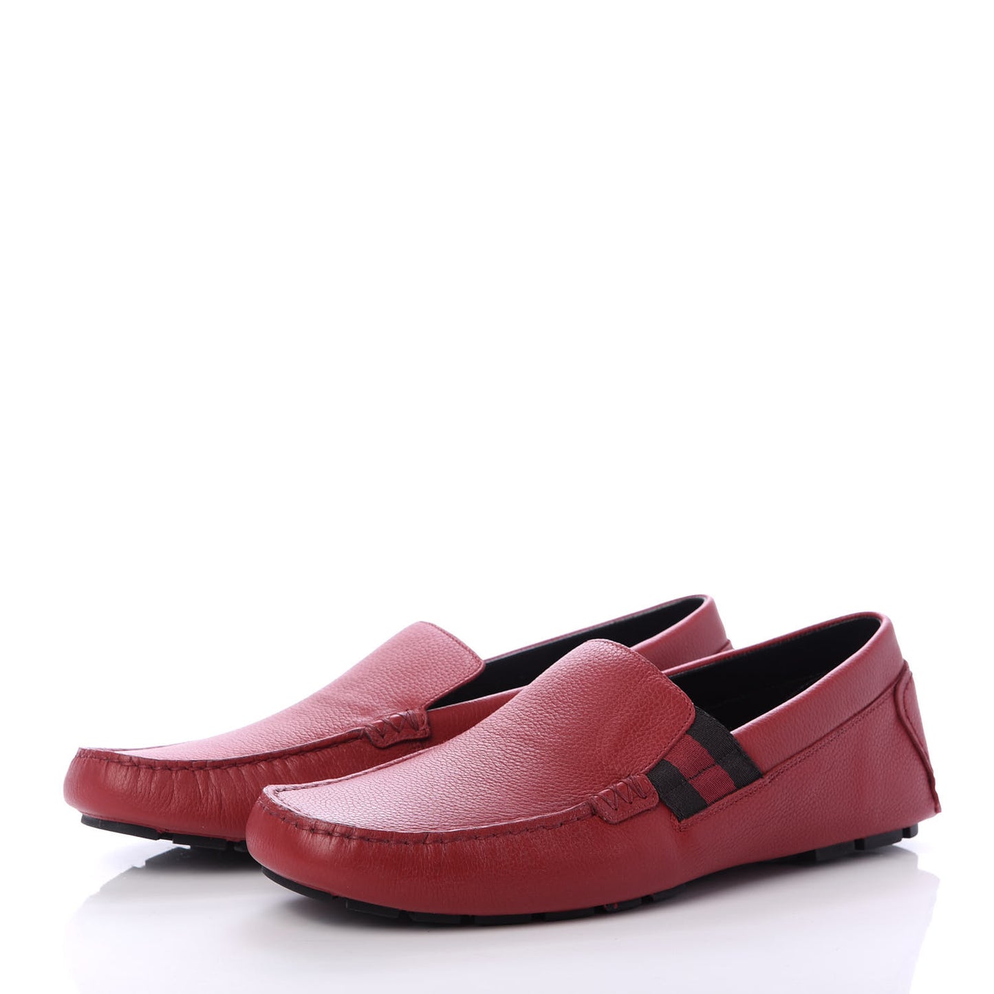 Calfskin Web Mens Driver Loafers 8 Red