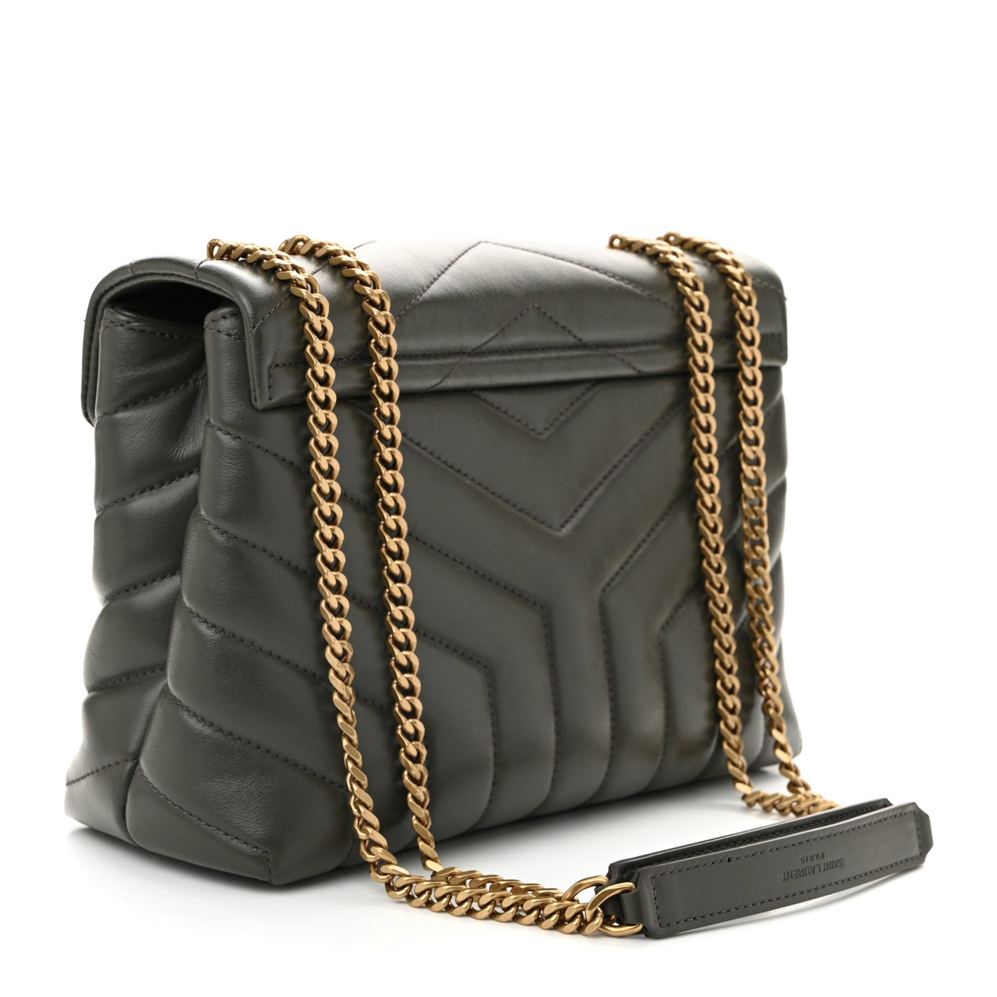 Calfskin Y Quilted Monogram Small Loulou Chain Satchel Pebble