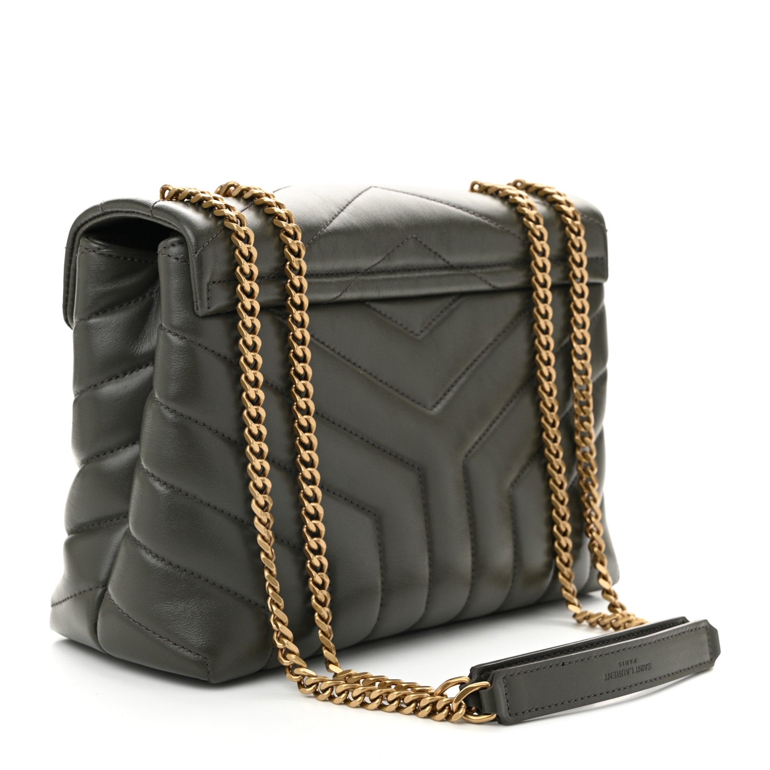 Saint Laurent Calfskin Y Quilted Monogram Small Loulou Chain Satchel Pebble 3 of 10