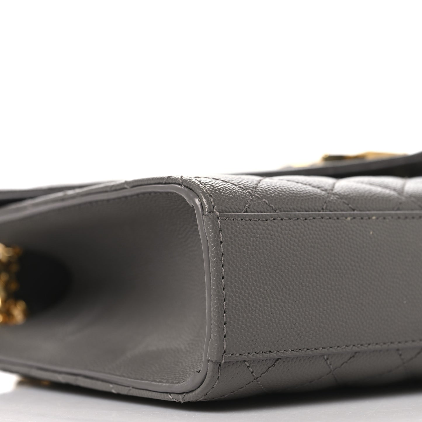 Grain De Poudre Textured Mixed Matelasse Medium Triquilt Monogram Satchel Fog