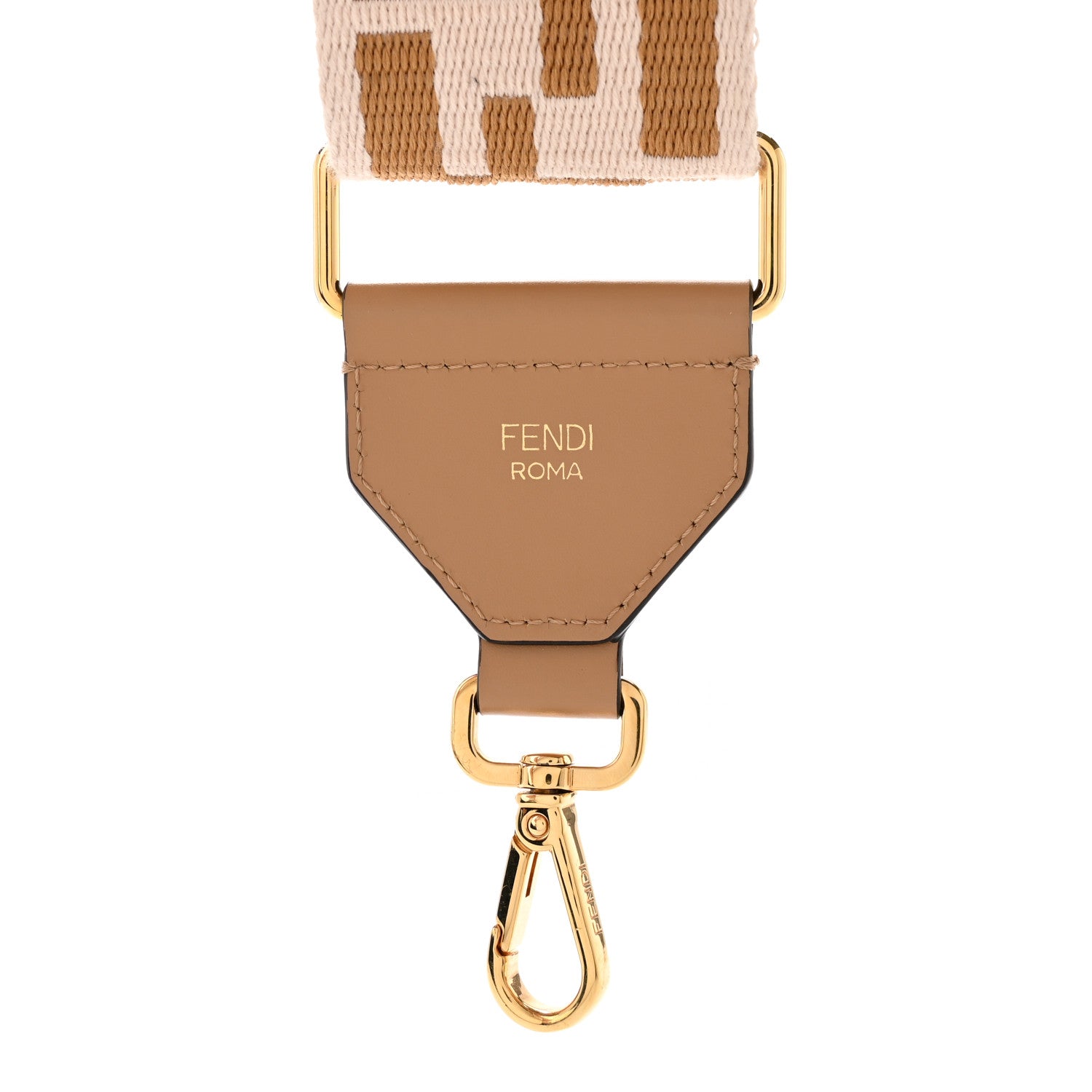 Fendi Ribbon Vitello King FF 1974 Adjustable Strap You Poudre Cuoio Miele Scuro 3 of 8