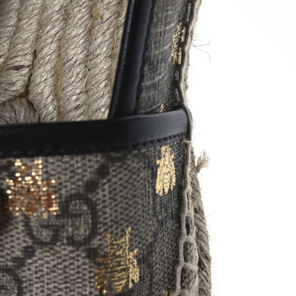 Gucci GG Supreme Monogram Bees Espadrille Flats 37.5 Beige Ebony Oro Black 9 of 9