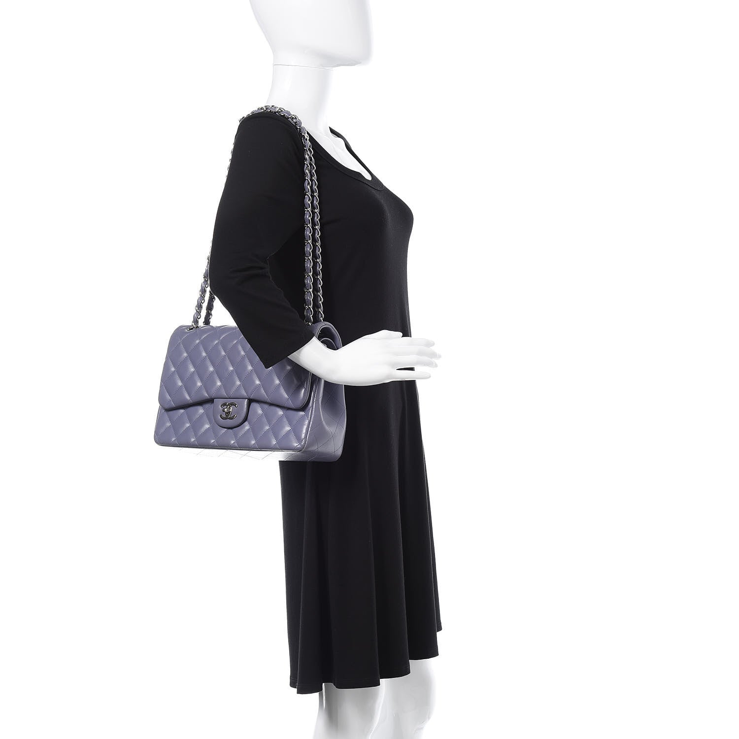 Chanel Lambskin Quilted Jumbo Double Flap Light Purple 2 of 18
