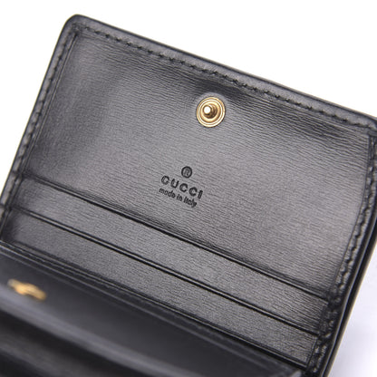 Gucci Calfskin Web Trapuntata GG Marmont Card Case Wallet Black 9 of 11