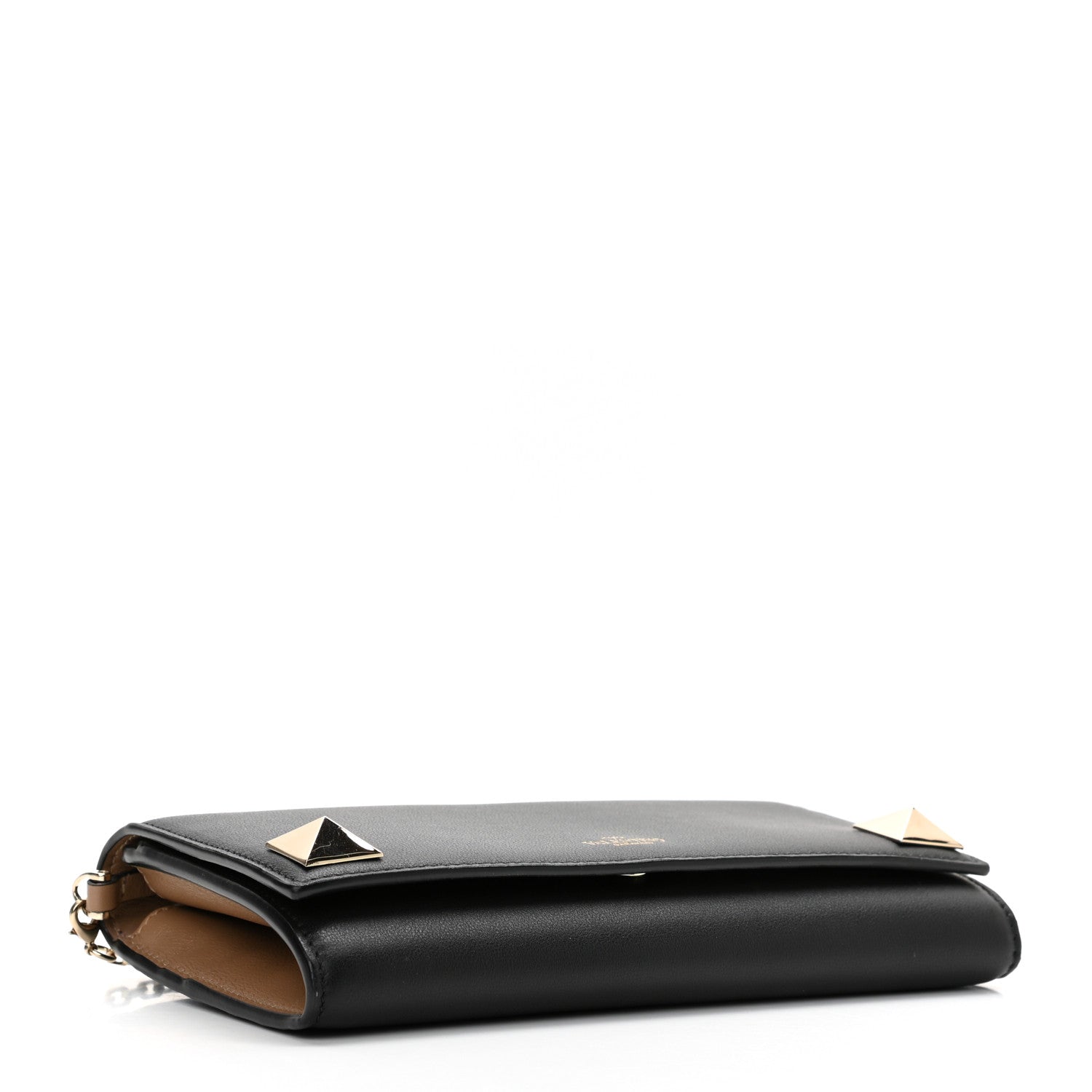 Valentino Garavani Calfskin Stud Flap Wallet On Chain Black 3 of 8