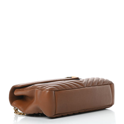 Saint Laurent Sheepskin Matelasse Chevron Monogram Large College Satchel Cognac 4 of 14