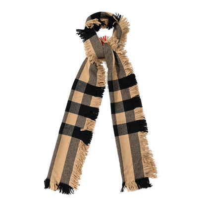Burberry Wool Half Mega Check Fringe Scarf Camel 1 of 4