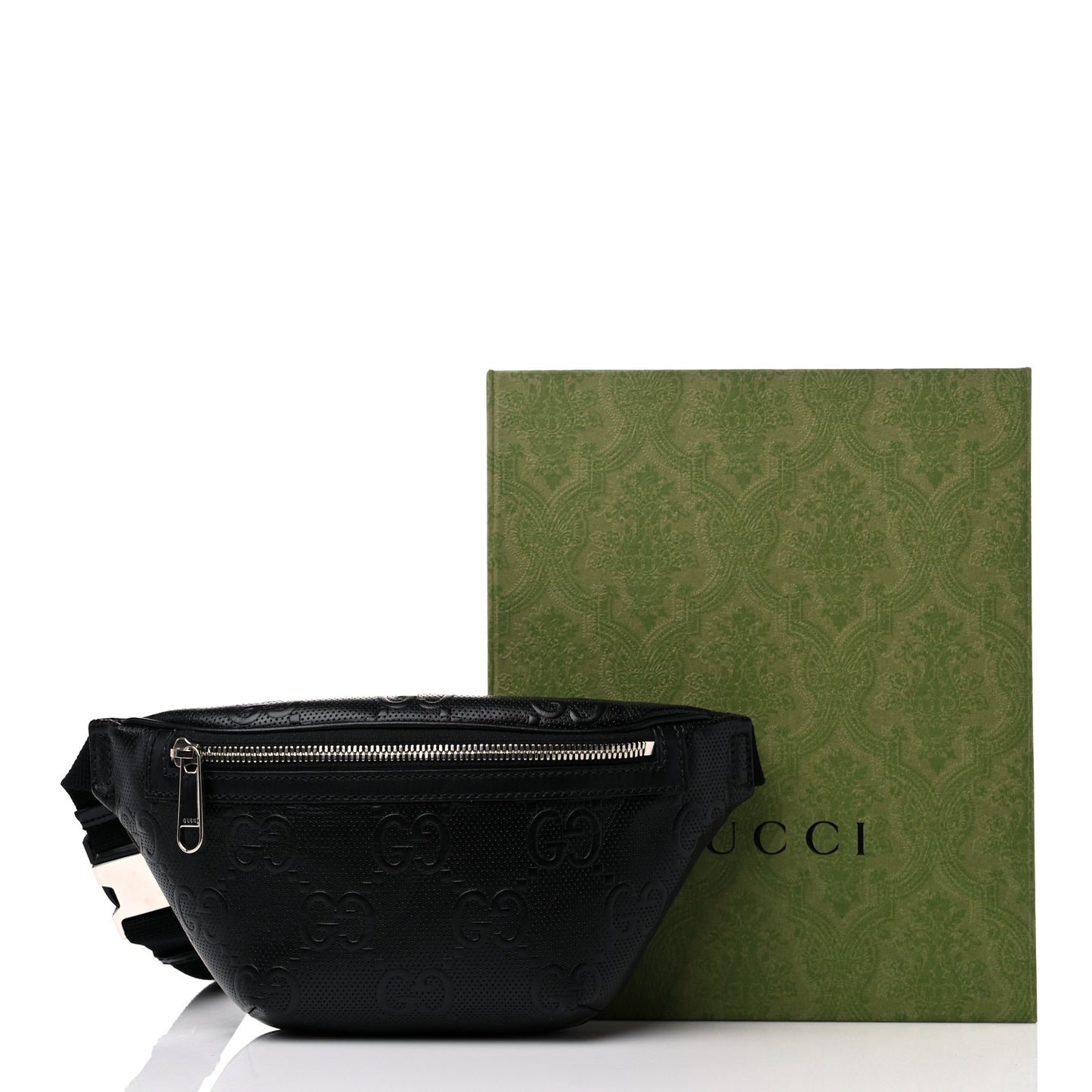 Calfskin GG Tennis Embossed Belt Bag Black