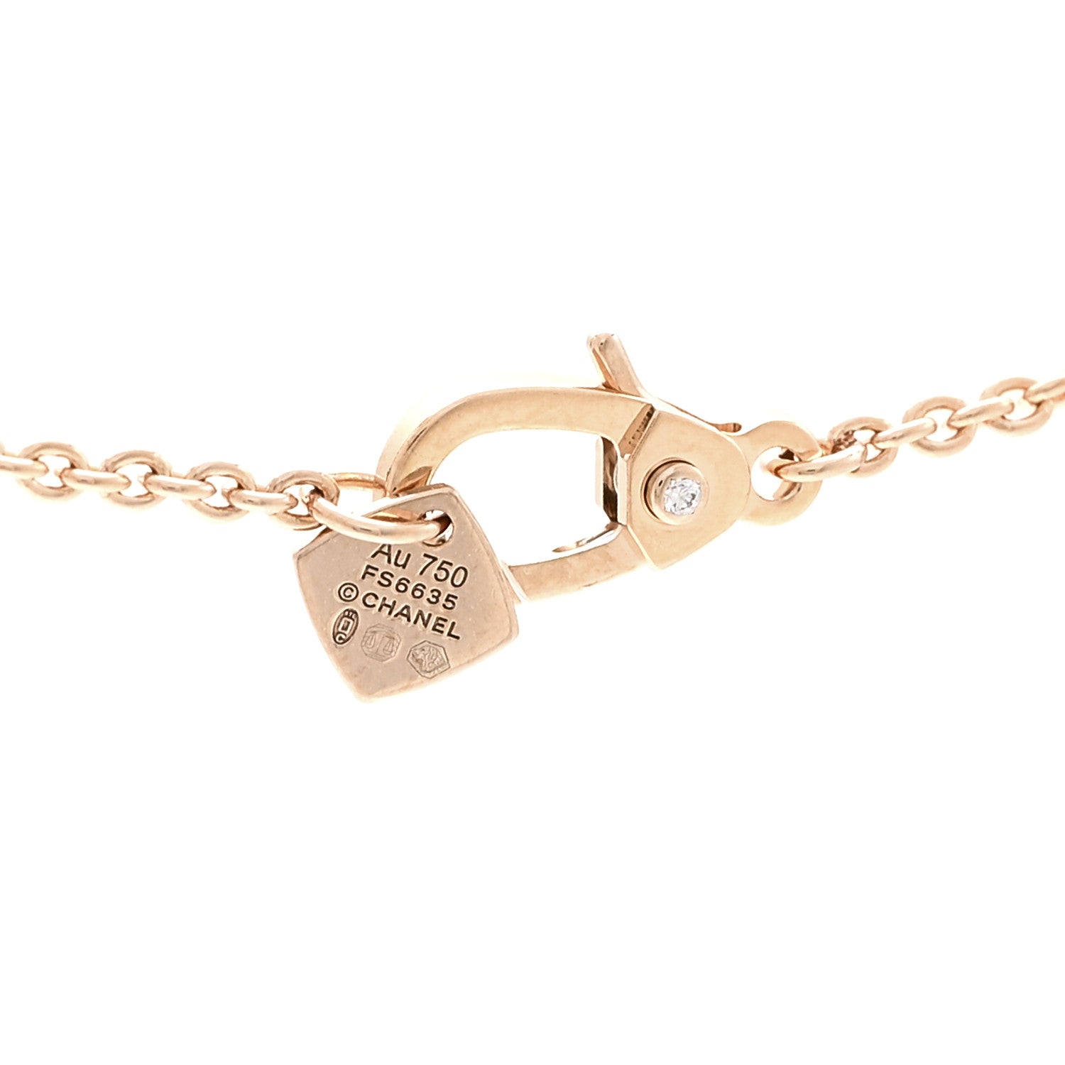 Chanel 18K Beige Gold Diamond Coco Crush C Necklace 5 of 5
