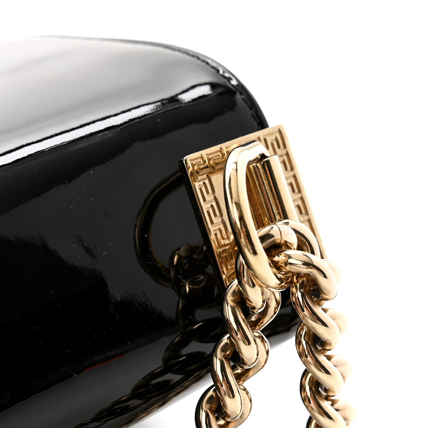 Versace Patent Palazzo Medusa Chain Shoulder Bag Black 12 of 12