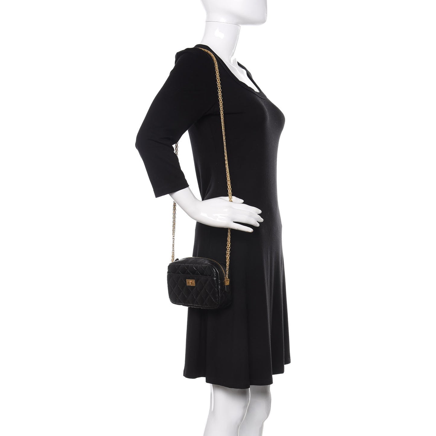 Aged Calfskin Quilted Mini Reissue Camera Case Black