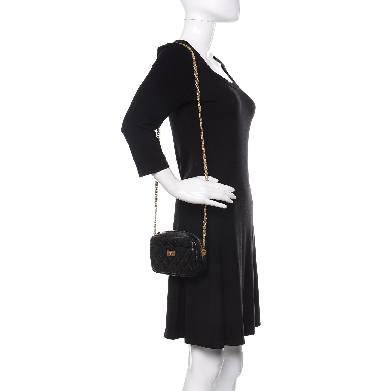 Chanel Aged Calfskin Quilted Mini Reissue Camera Case Black 2 of 10