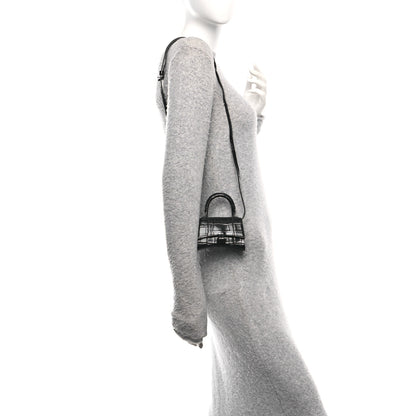Balenciaga Shiny Calfskin Monochrome Crocodile Embossed Hourglass Top Handle Bag Mini Black 2 of 10