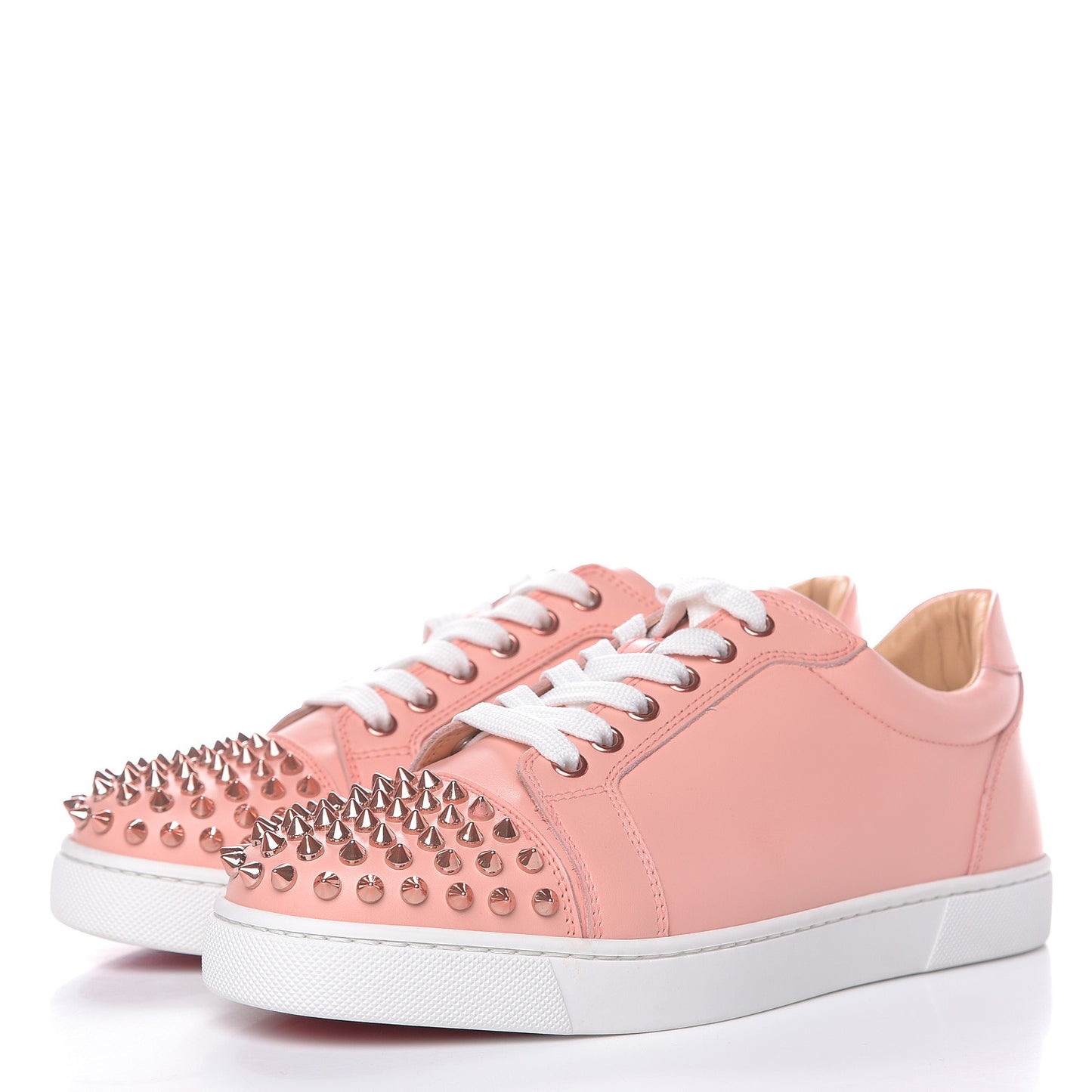 Calfskin Womens Vieira Spiked Flat Sneakers 38 Jupon Pink