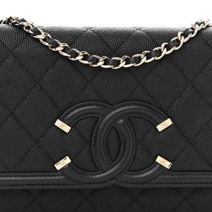 Chanel Caviar Quilted CC Filigree Wallet On Chain WOC Black 8 of 10