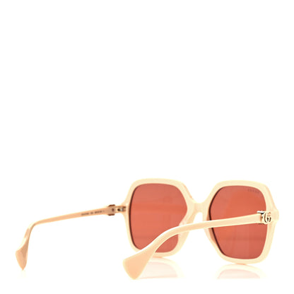 Gucci Acetate Oversize Rectangle Frame GG1072SA Sunglasses Shiny Solid Powder Pink Ivory 4 of 8