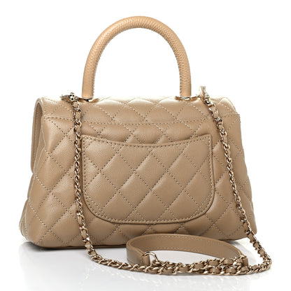 Chanel Caviar Lizard Embossed Quilted Mini Coco Handle Flap Beige 2 of 4