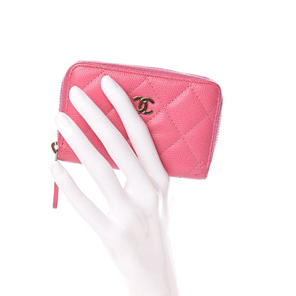 Chanel Caviar Quilted Zip Coin Purse Pink 2 of 10
