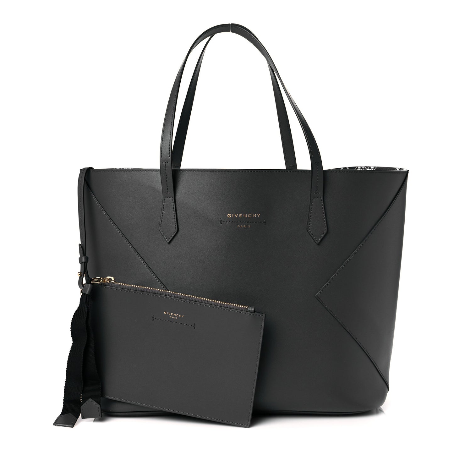 Smooth Calfskin Wing Shopper Tote Grey White