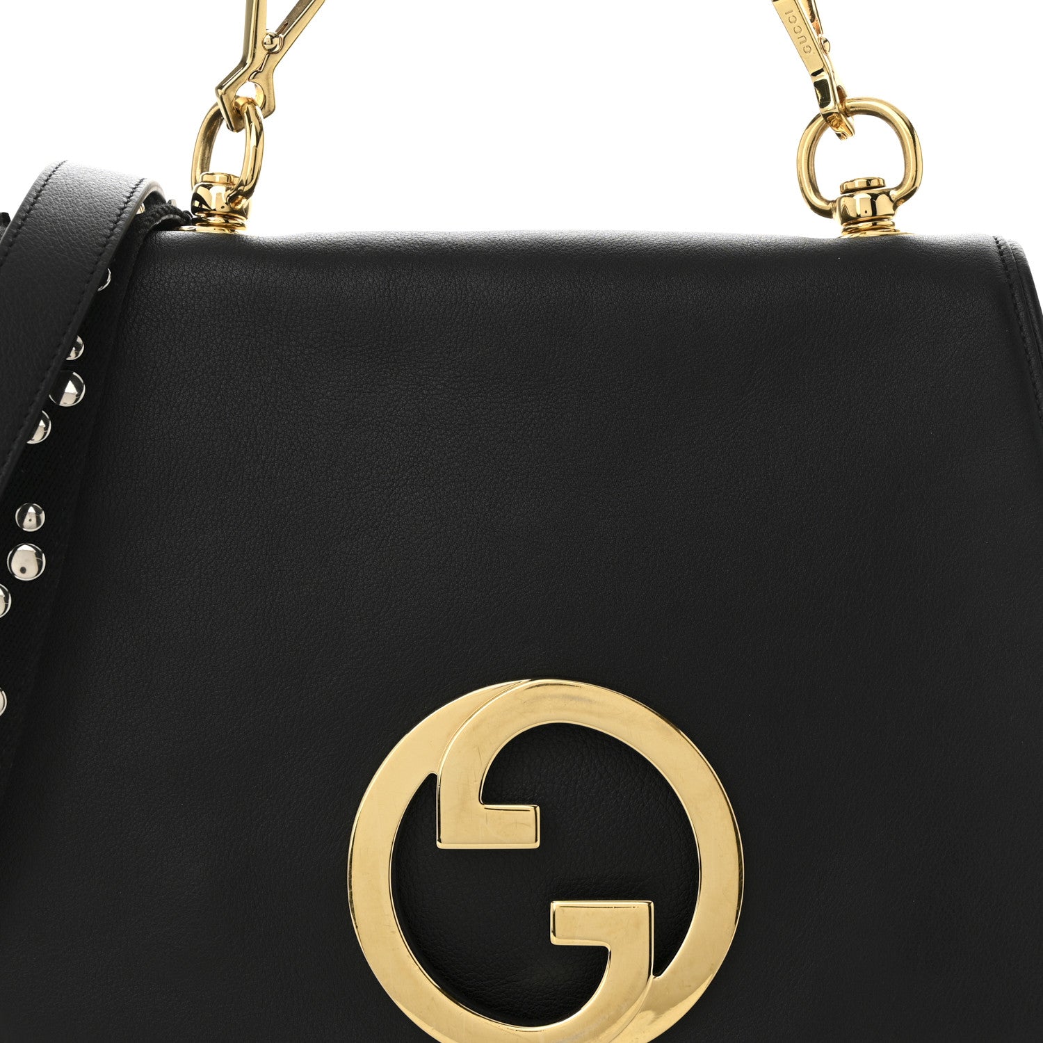 Gucci Roxy Calfskin Studded Medium Blondie Shoulder Flap Bag Black 8 of 11