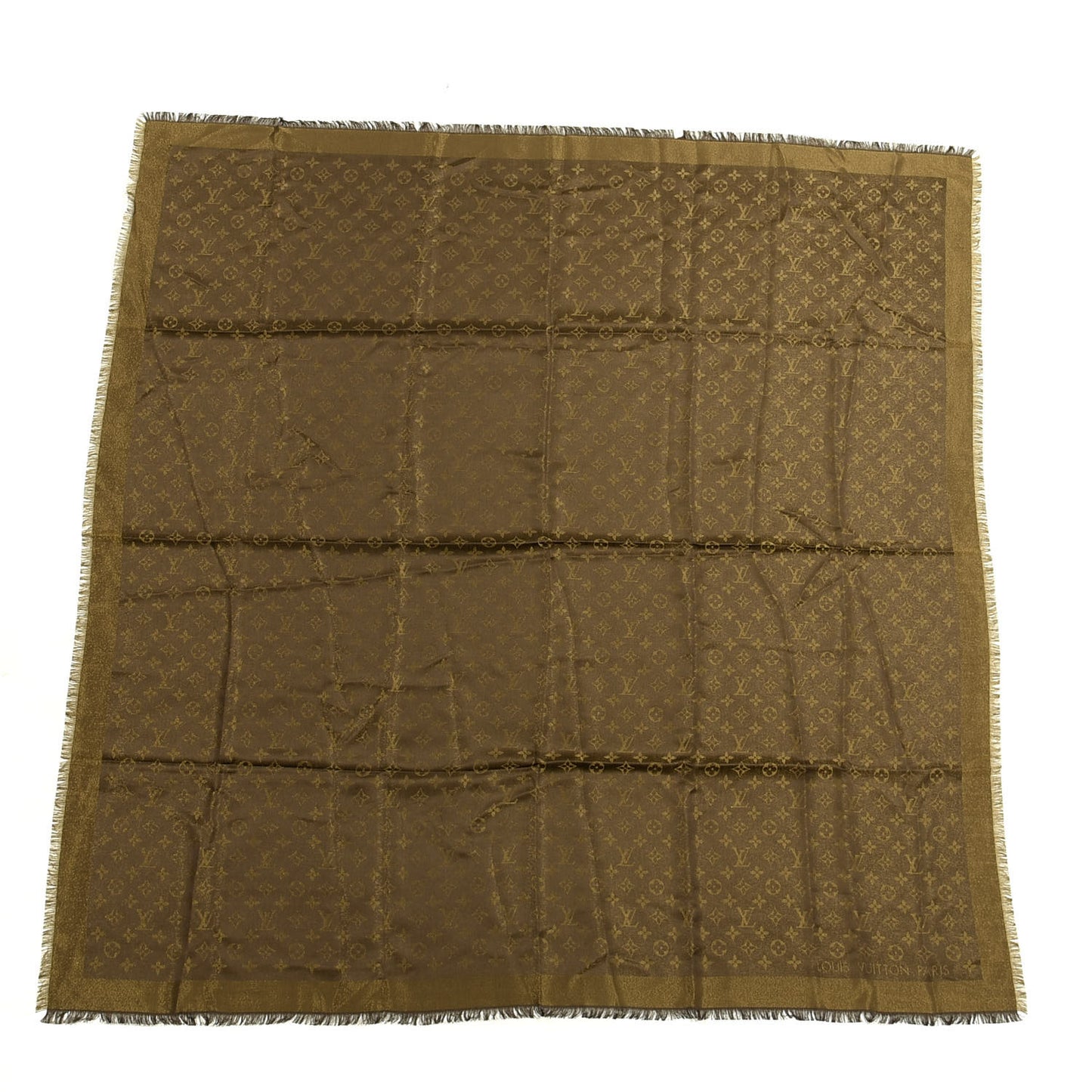 Silk Lurex Wool Monogram Shine Shawl Brown