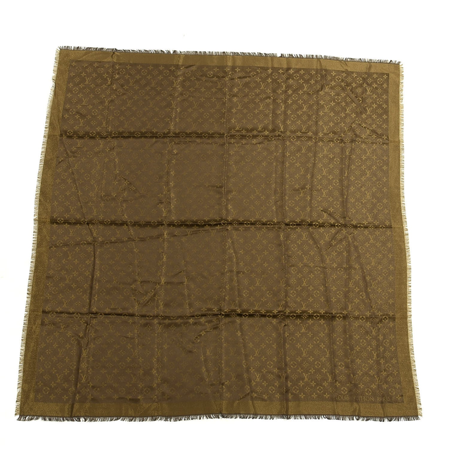 Louis Vuitton Silk Lurex Wool Monogram Shine Shawl Brown 1 of 3