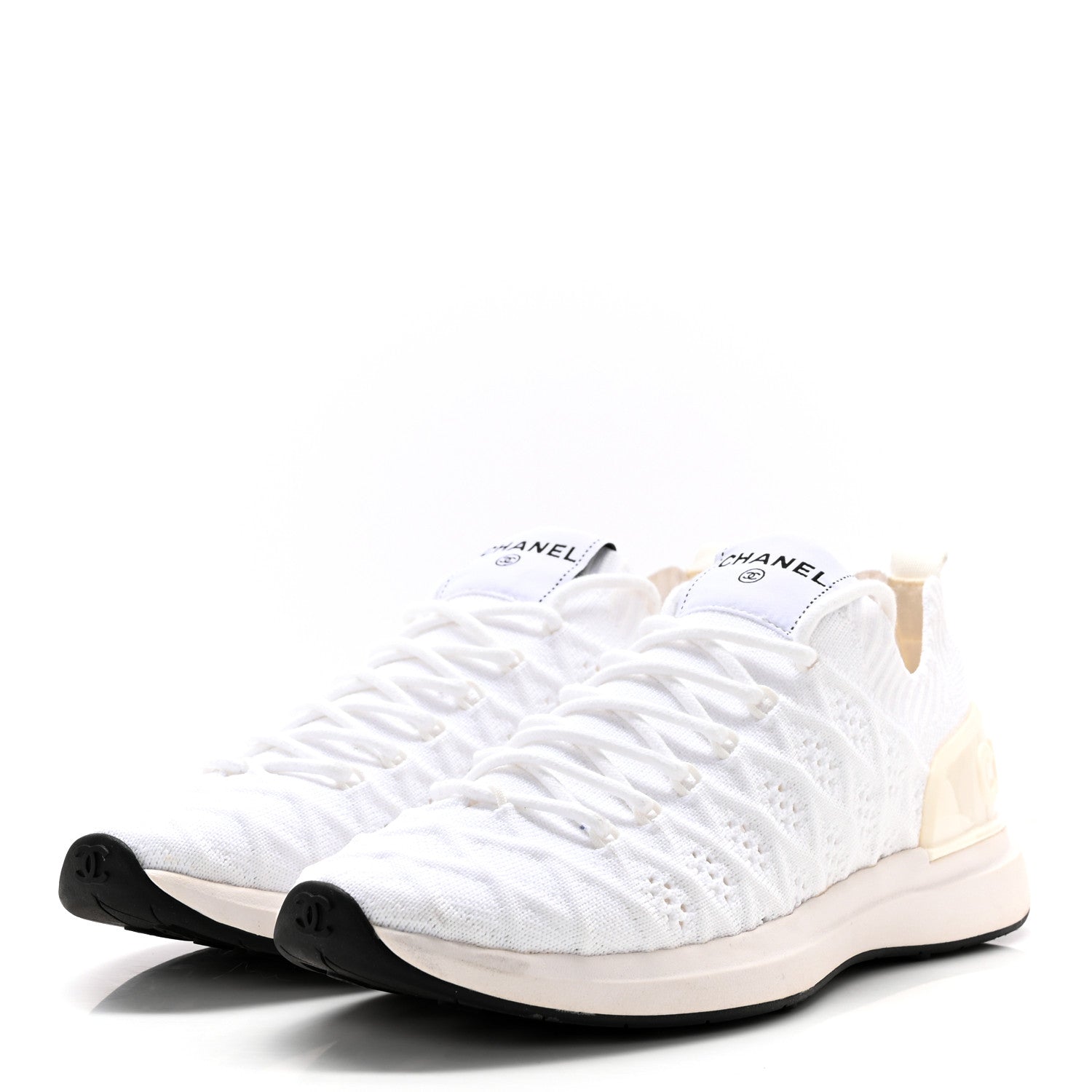 Chanel Mixed Fibers Quilted Womens CC Sneakers 37 White 3 of 12