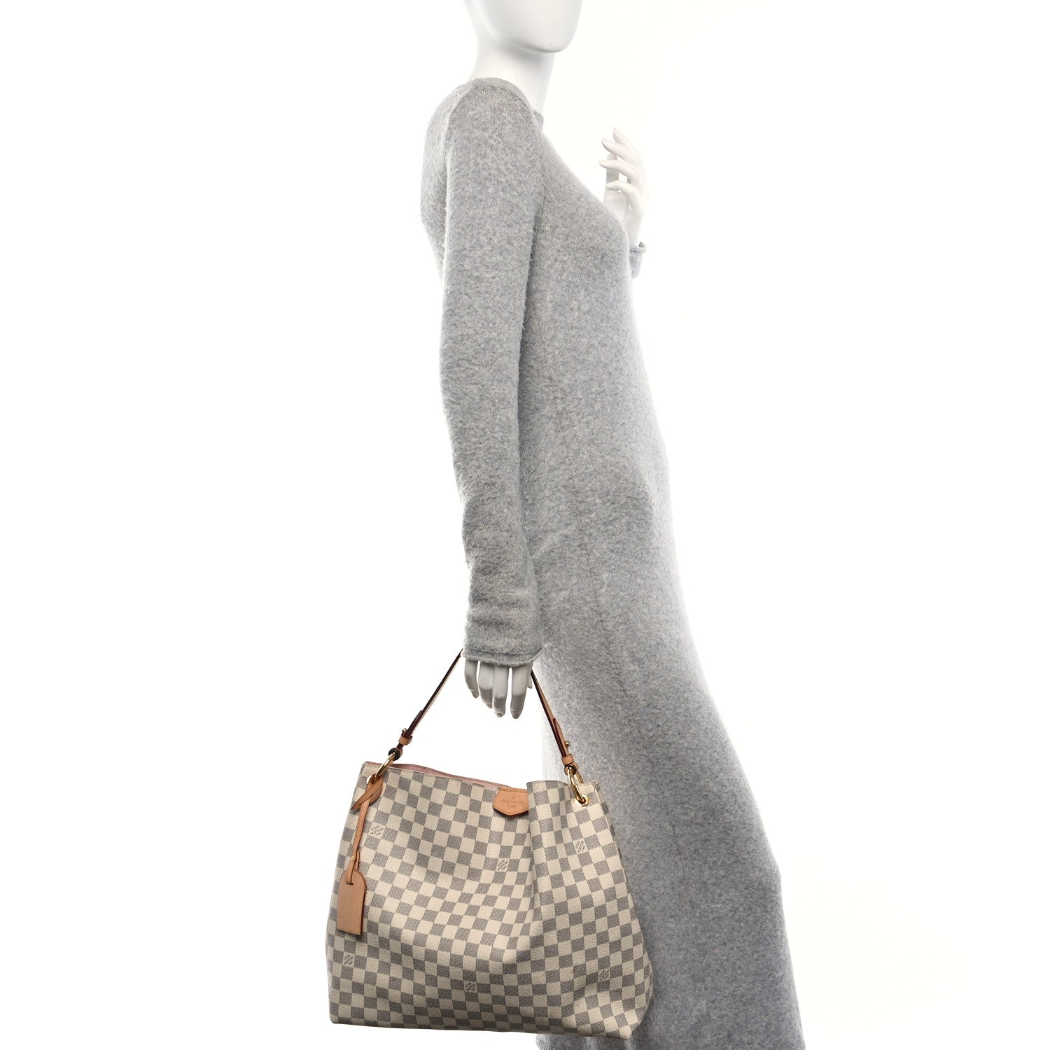Louis Vuitton Damier Azur Graceful MM Rose Ballerine 2 of 9