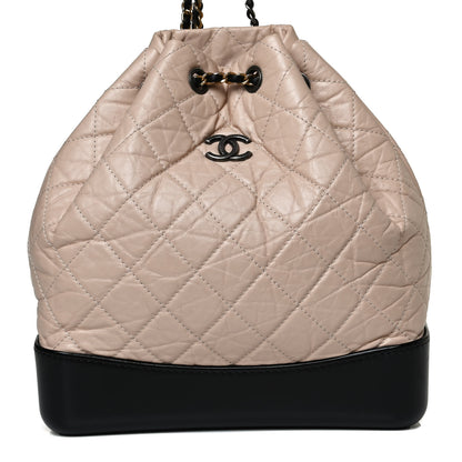 Chanel Aged Calfskin Quilted Gabrielle Backpack Beige Black 8 of 15