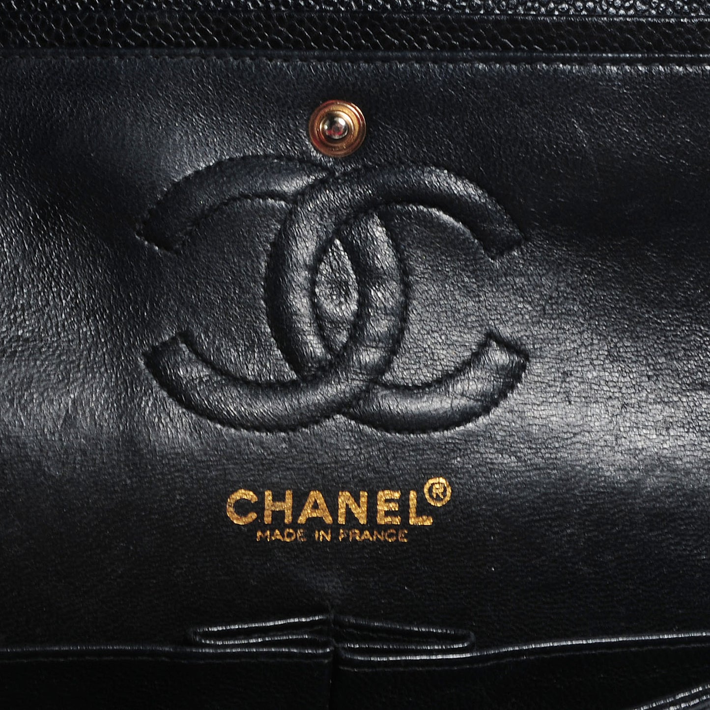 Caviar Quilted Small Double Flap Black