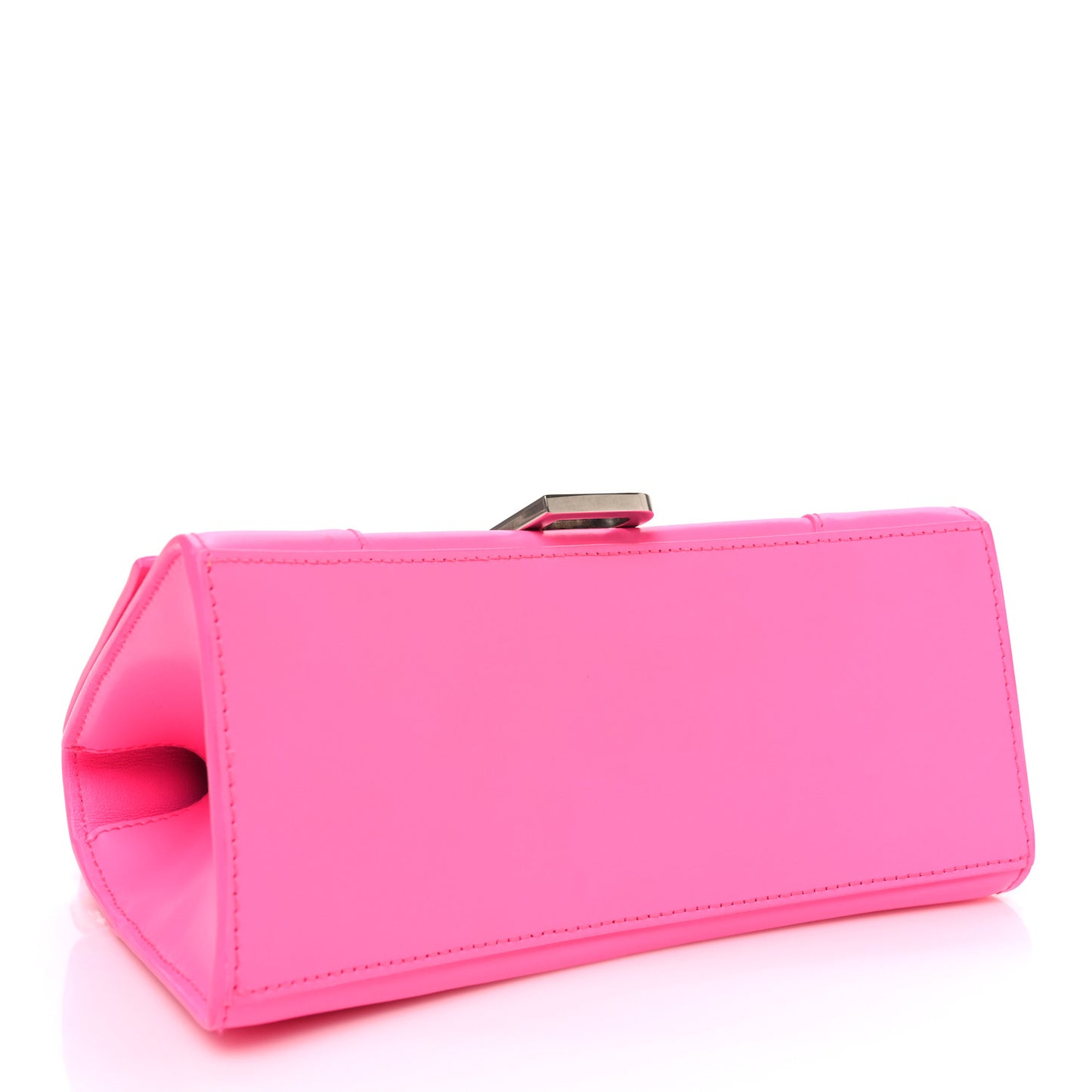 Shiny Box Calfskin Small Hourglass Top Handle Bag Acid Fuchsia