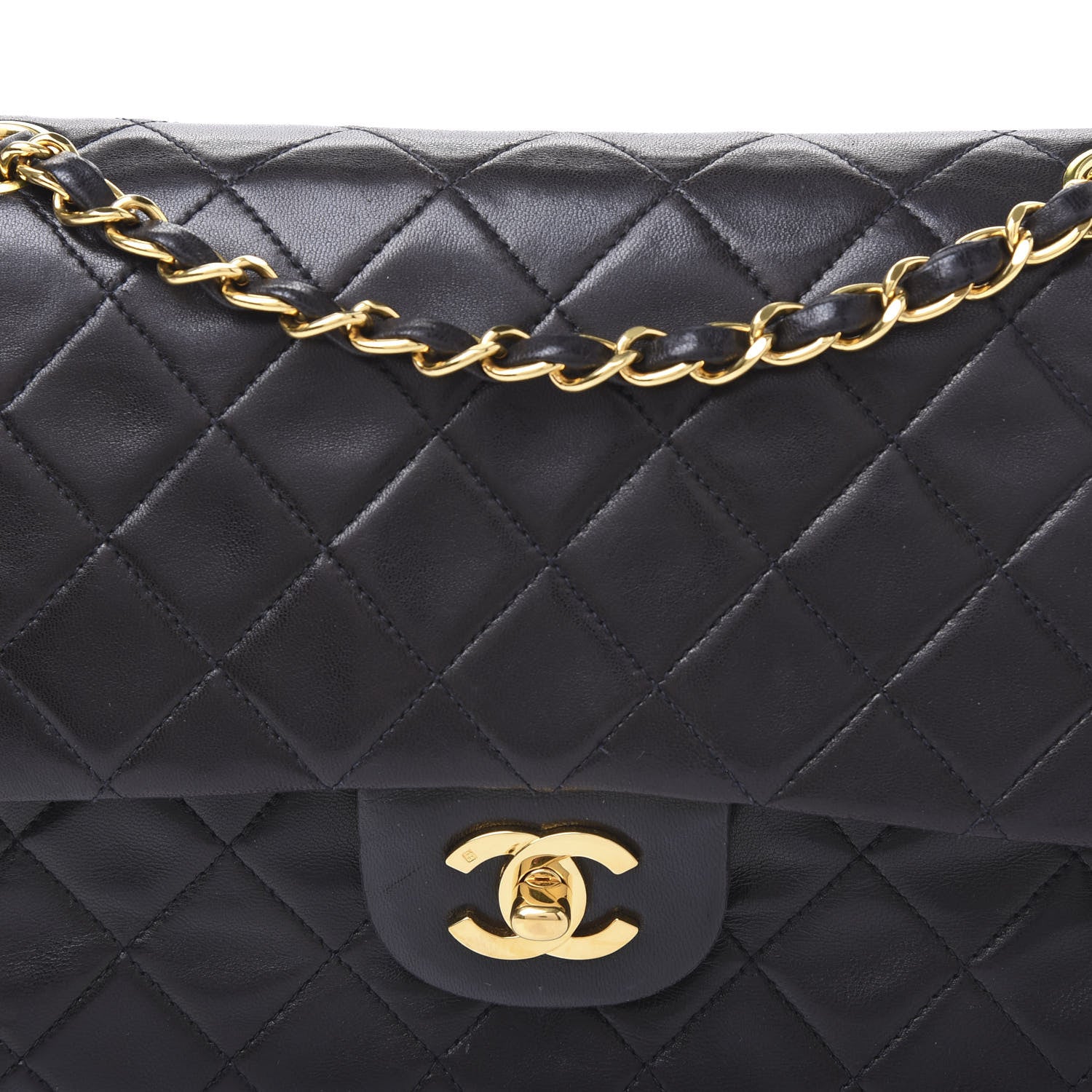 Chanel Lambskin Quilted Medium Double Flap Black 7 of 9