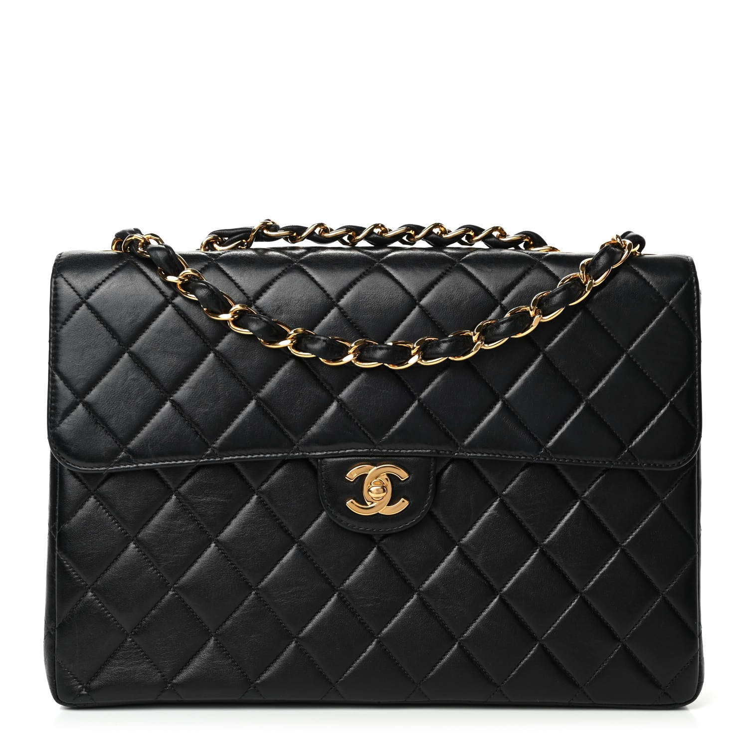 Chanel Lambskin Quilted Jumbo Single Flap Black 1 of 5