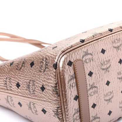 MCM Metallic Visetos Medium Anya Shopper Tote Champagne Gold 5 of 15