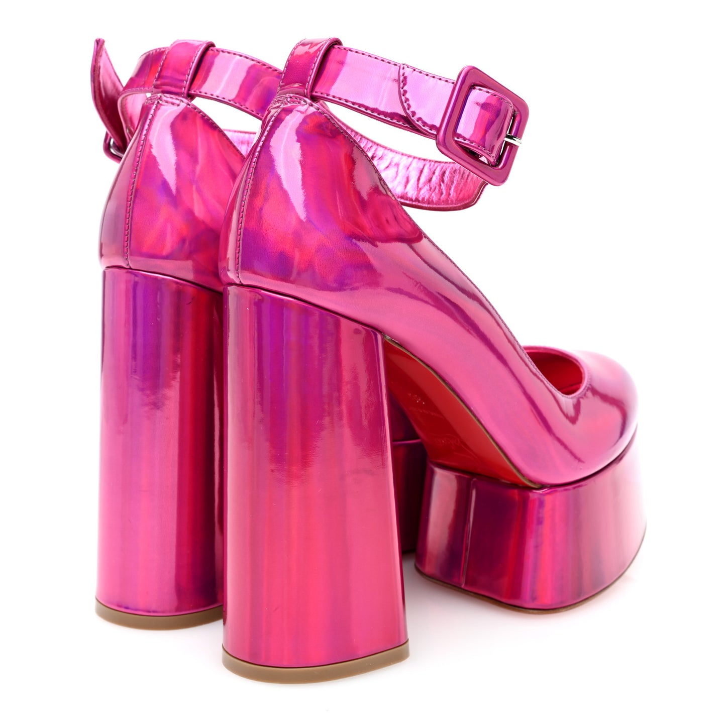 Metallic Patent Yazefir 130 Platform Sandals 36 Pink