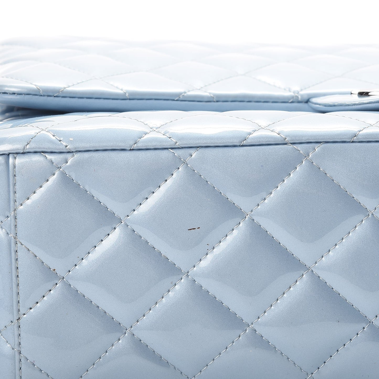 Patent Quilted Maxi Double Flap Blue