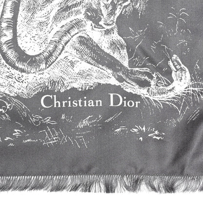 Christian Dior Silk Reverse Toile De Jouy Scarf Grey 2 of 5