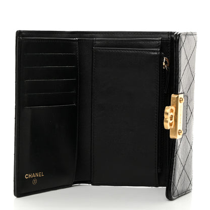 Chanel Goatskin Stitched Small Golden CC Flap Wallet Black 5 of 9