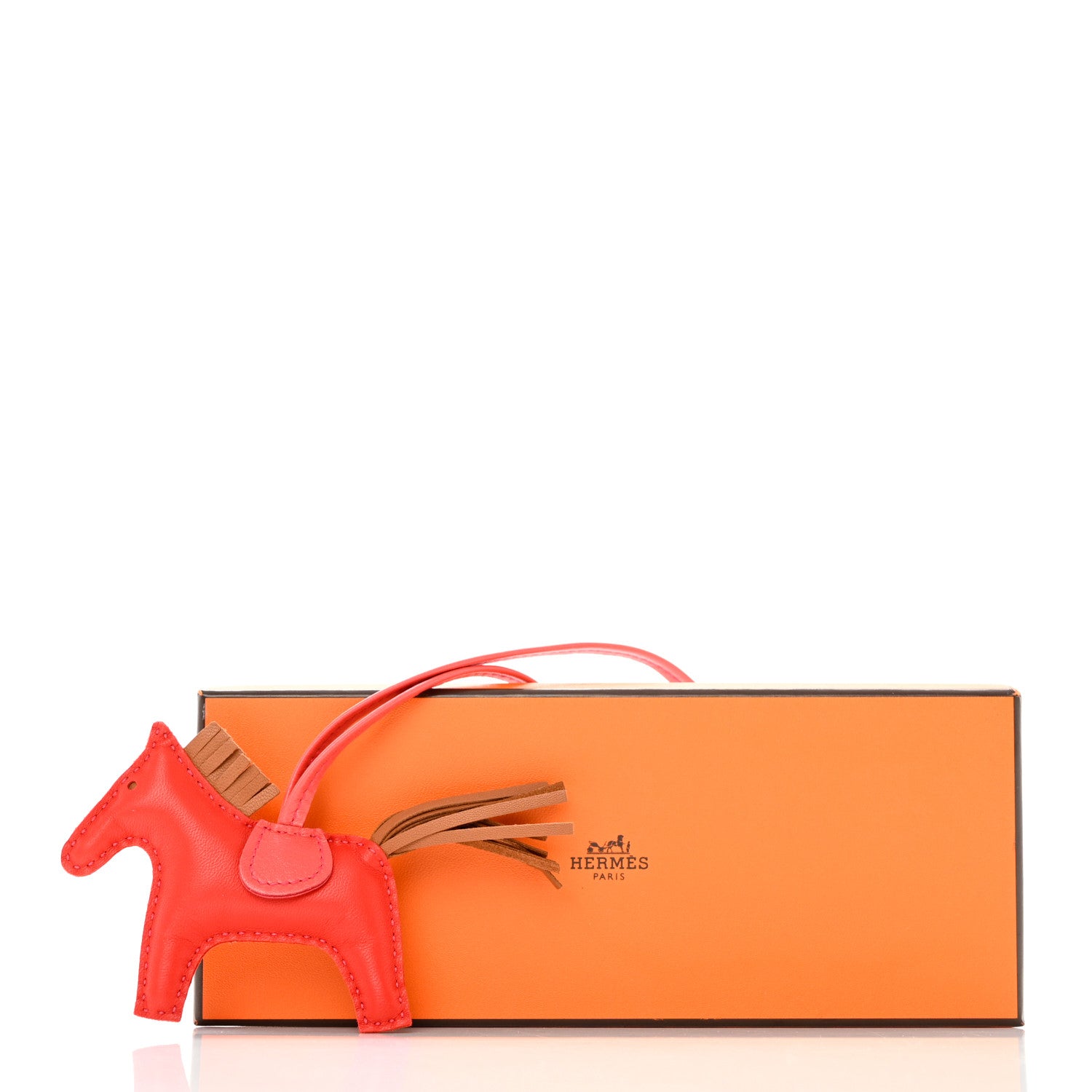 Hermes Milo Lambskin Grigri Rodeo Horse Bag Charm PM Rouge Indien Gold Bougainvillea 4 of 4