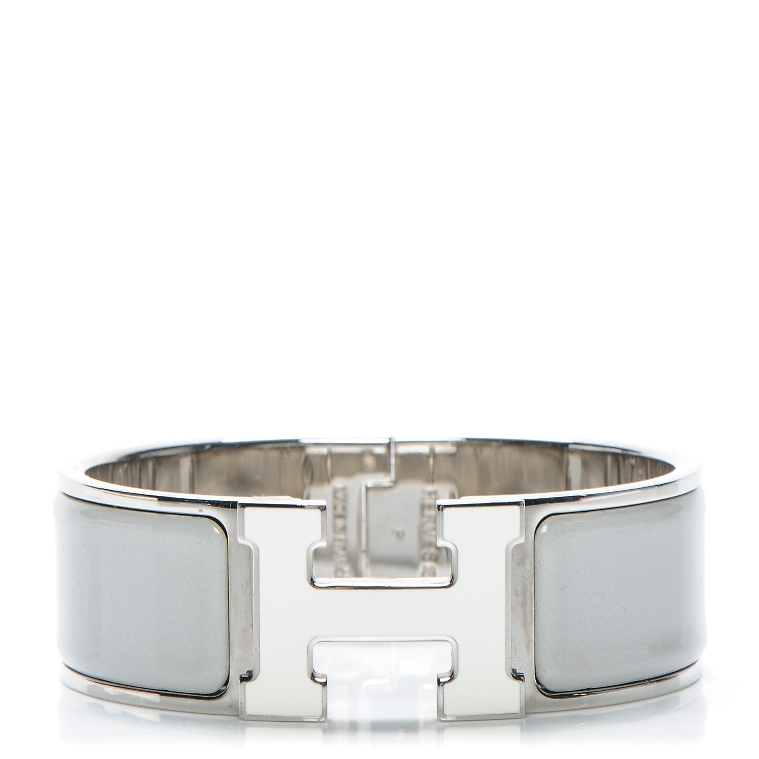 Hermes Enamel Wide Clic Clac H Bracelet PM Gris Clair White 1 of 4