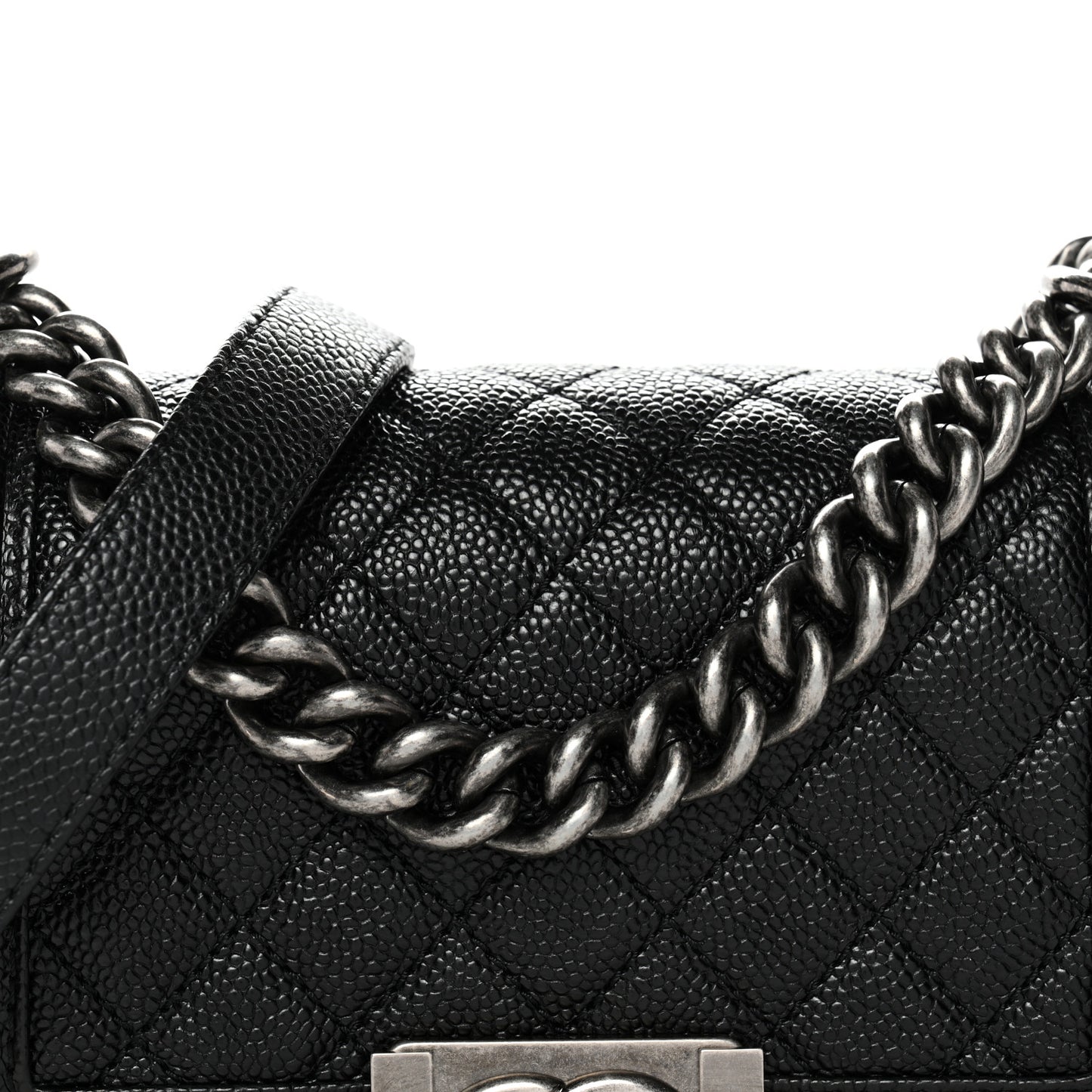 Caviar Quilted Small Boy Flap Black