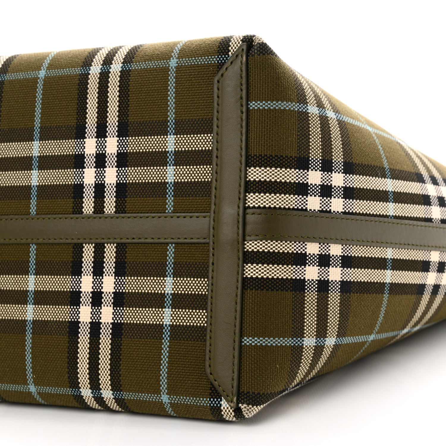 Burberry Cotton Check Medium London Tote Bag Olive Green 11 of 13