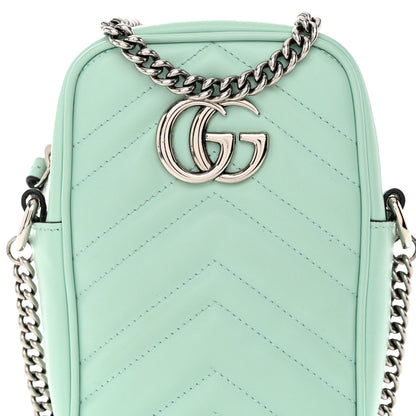 Gucci Calfskin Matelasse Mini GG Marmont Crossbody Bag Water Green 8 of 10