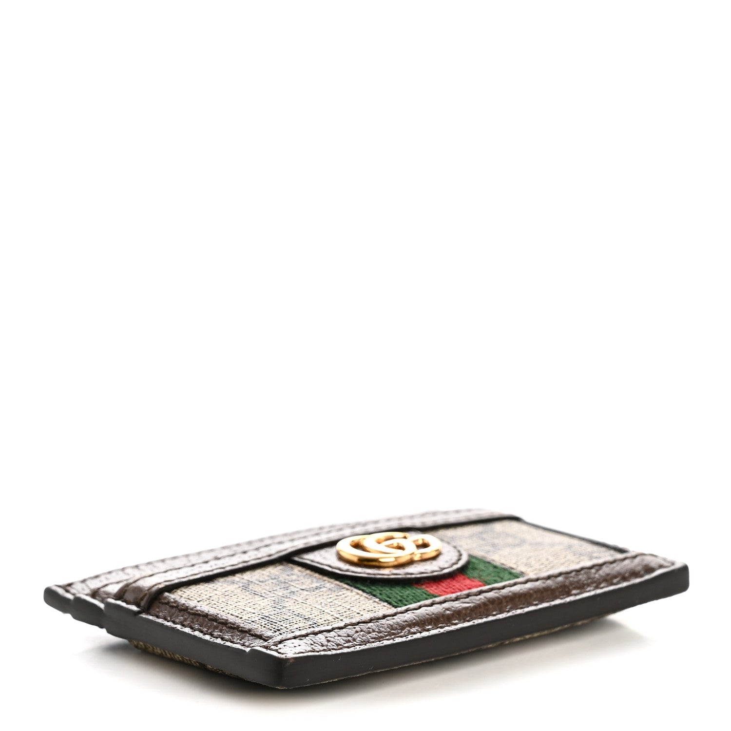 Gucci GG Supreme Monogram Textured Dollar Calfskin Ophidia Card Holder Beige Ebony New Acero 4 of 6