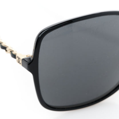 Chanel Acetate Metal Lambskin Square Chain Sunglasses 5210-Q-A Black Gray 6 of 7